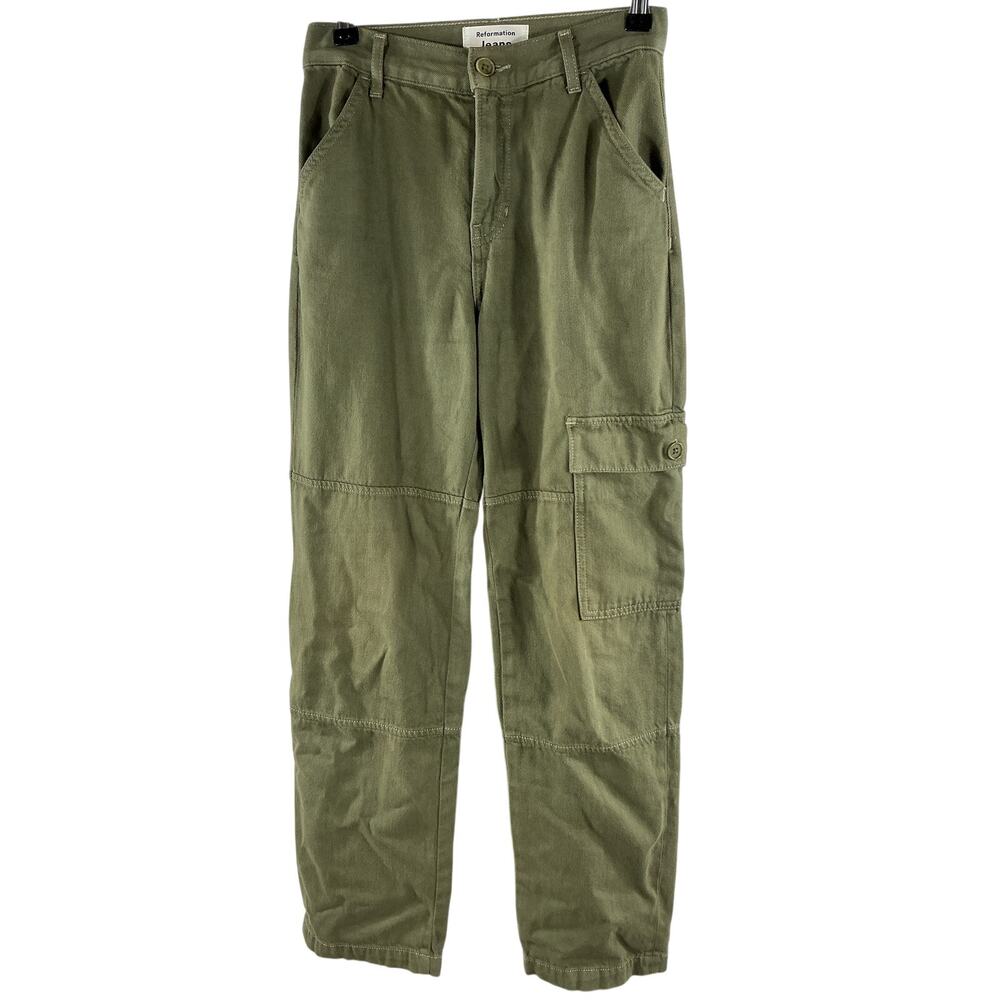 Reformation High Rise Green Bailey Utility Pants Size 23
